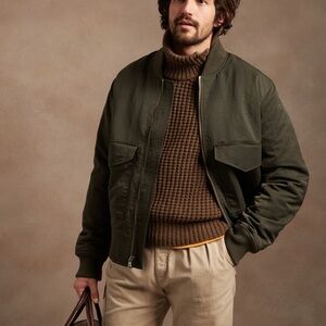 Banana Republic Men's Olive Water Repellent Bomber Jacket XL Tall